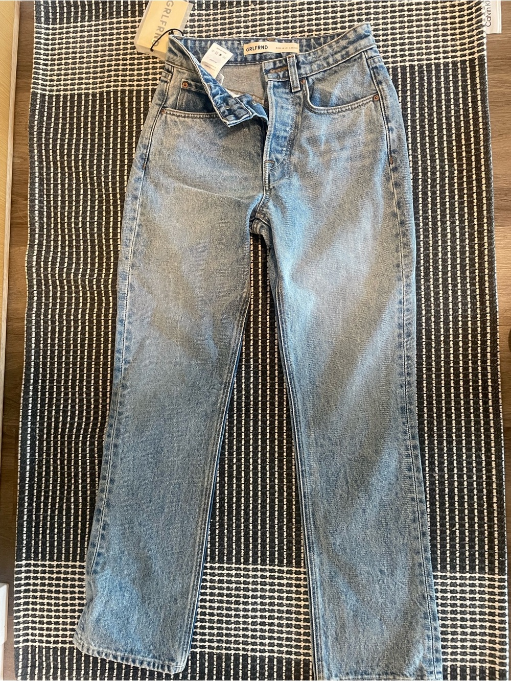GRLFRND Men's Straight Leg Jeans - Light Wash Blue